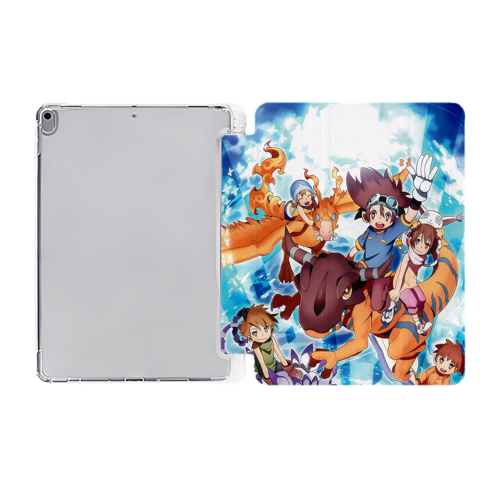 （画像用） Digimon デジタルモンスター/デジモン IPad ケース ペン収納付き 三つ折りスタンド PUレザー×シリコン 対応機種9.5/10.5/10.9インチ